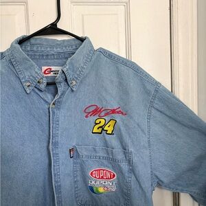 Light Denim NASCAR Jeff Gordon Racing Shirt with Embroidered 24 and DuPont Patch